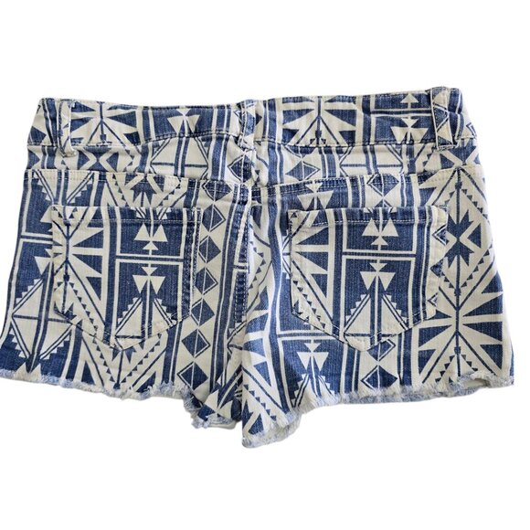 Forever 21 Blue and White Aztec Pattern Short Shorts Size 27 - Picture 6 of 8
